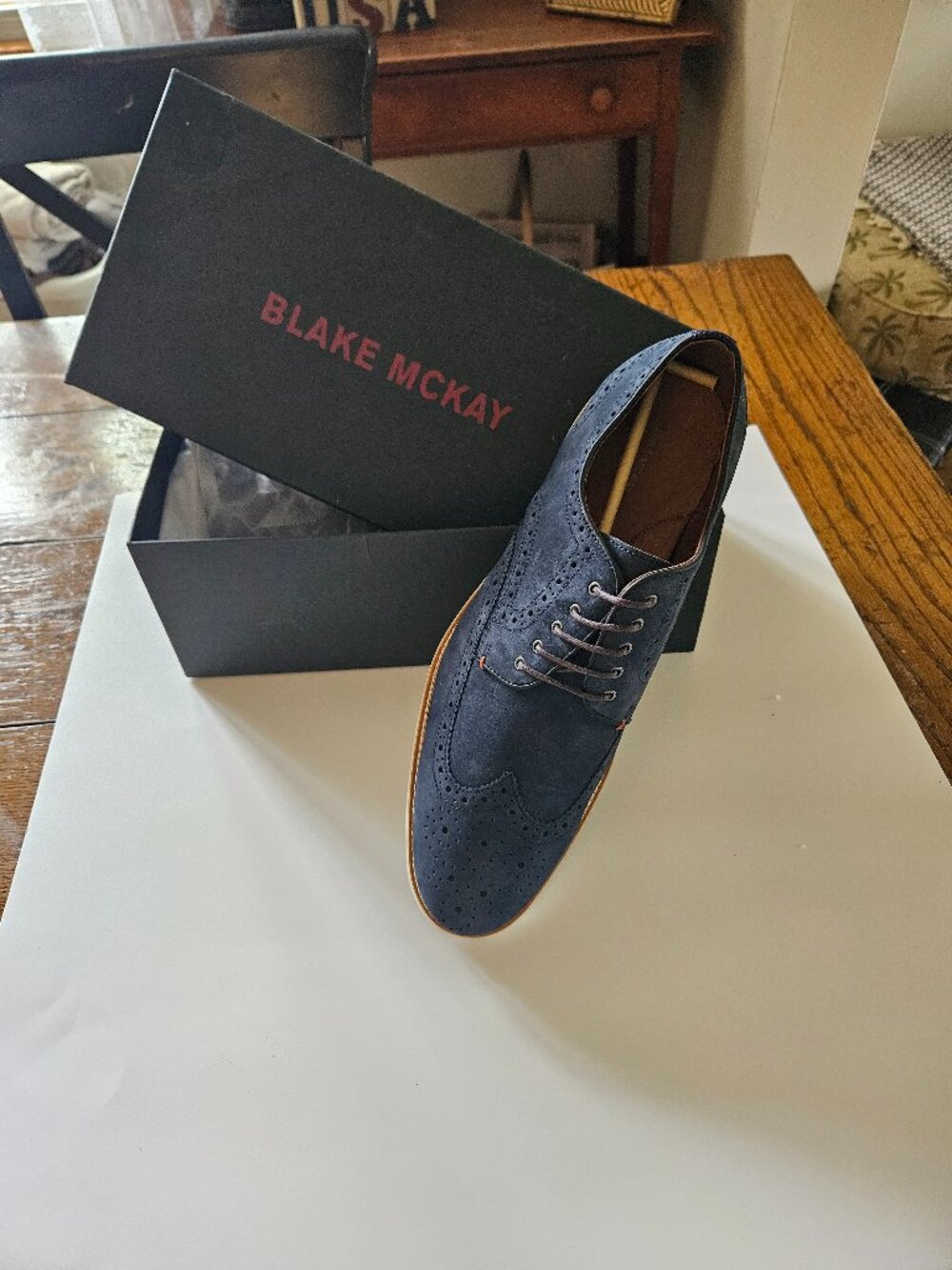 BLAKE MCKAY CARSON NAVY SUEDE WINGTIP OXFORD --- SIZE 13